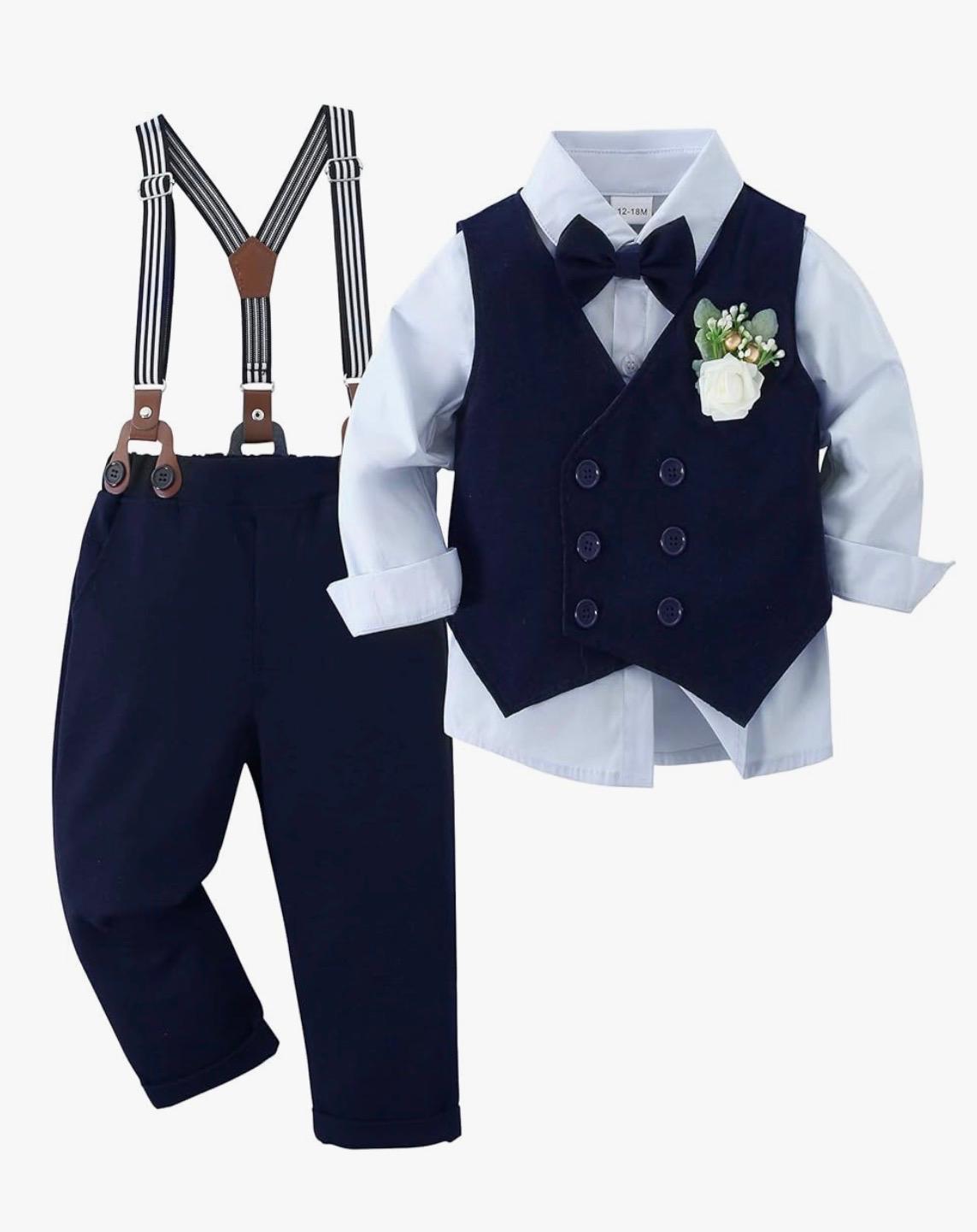 Conjunto Caballerito Azul Marino — 4 piezas con tirantes