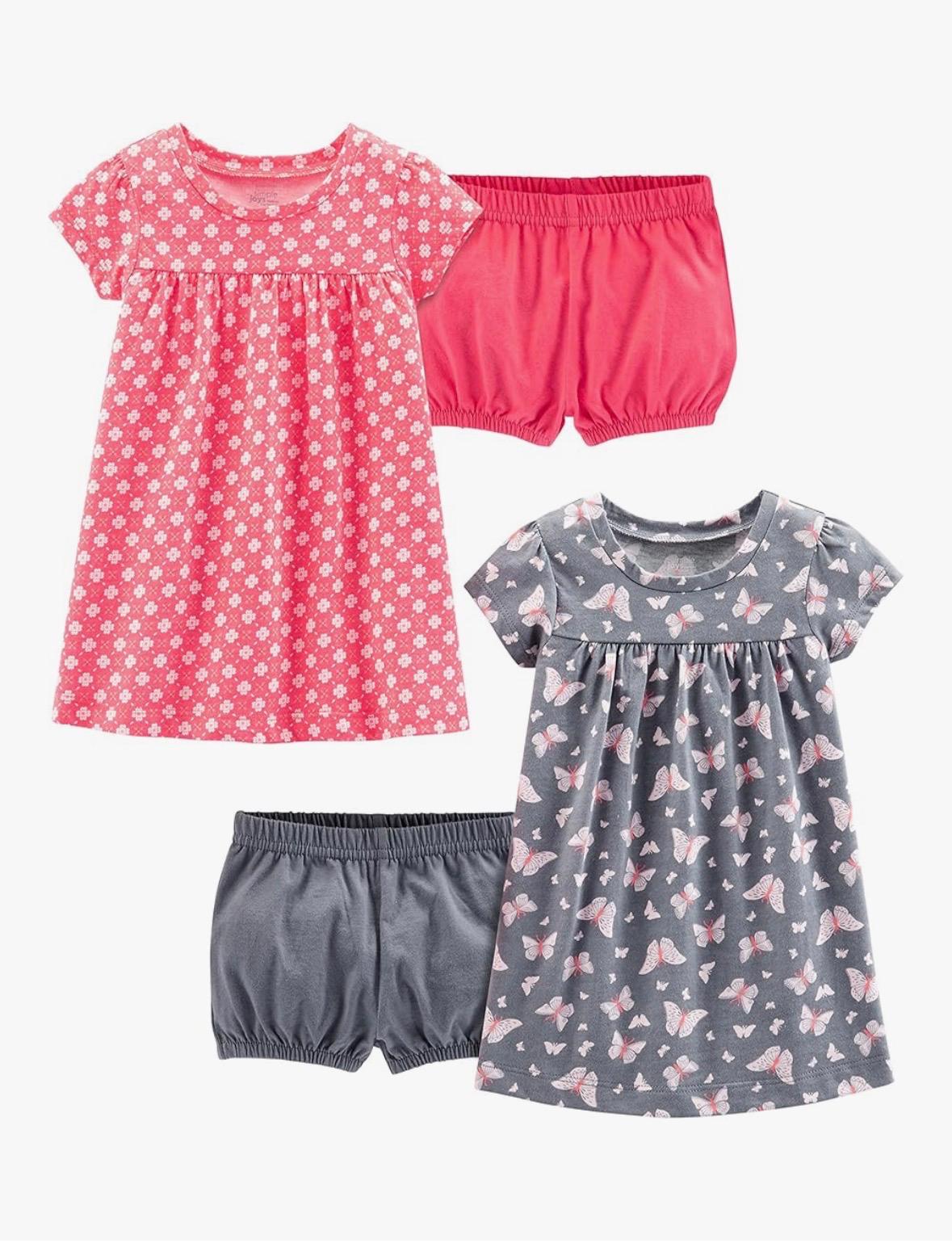 Pack 2 Vestidos + 2 Bombachos para Niña — Floral y Mariposas