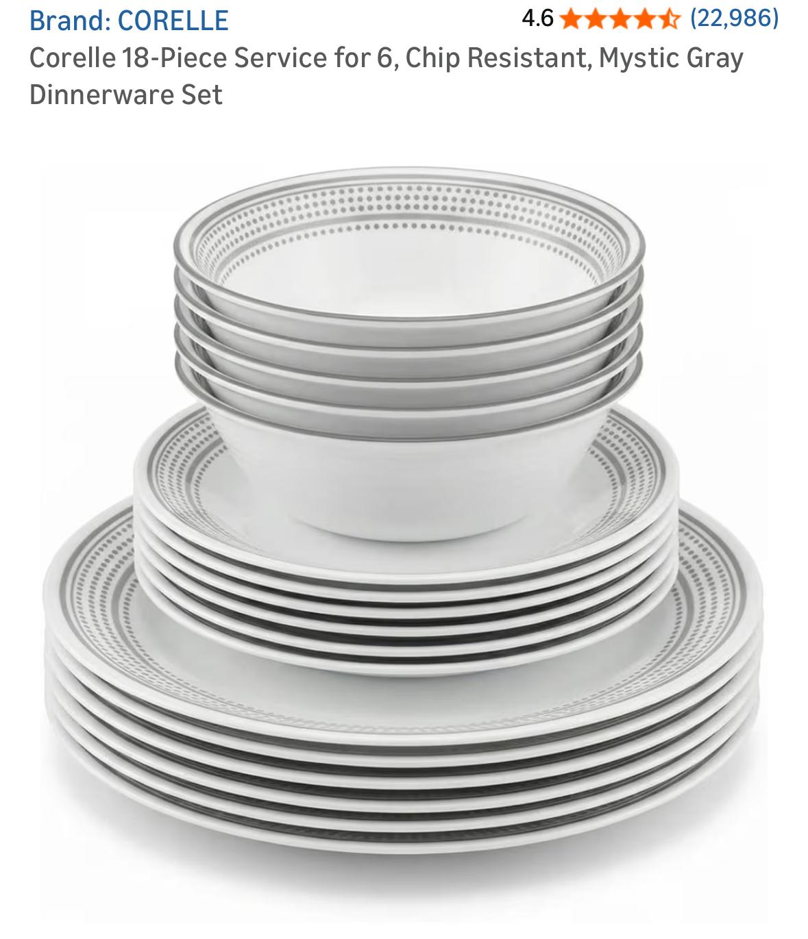 Vajilla Corelle 18 Piezas - Mystic Gray
